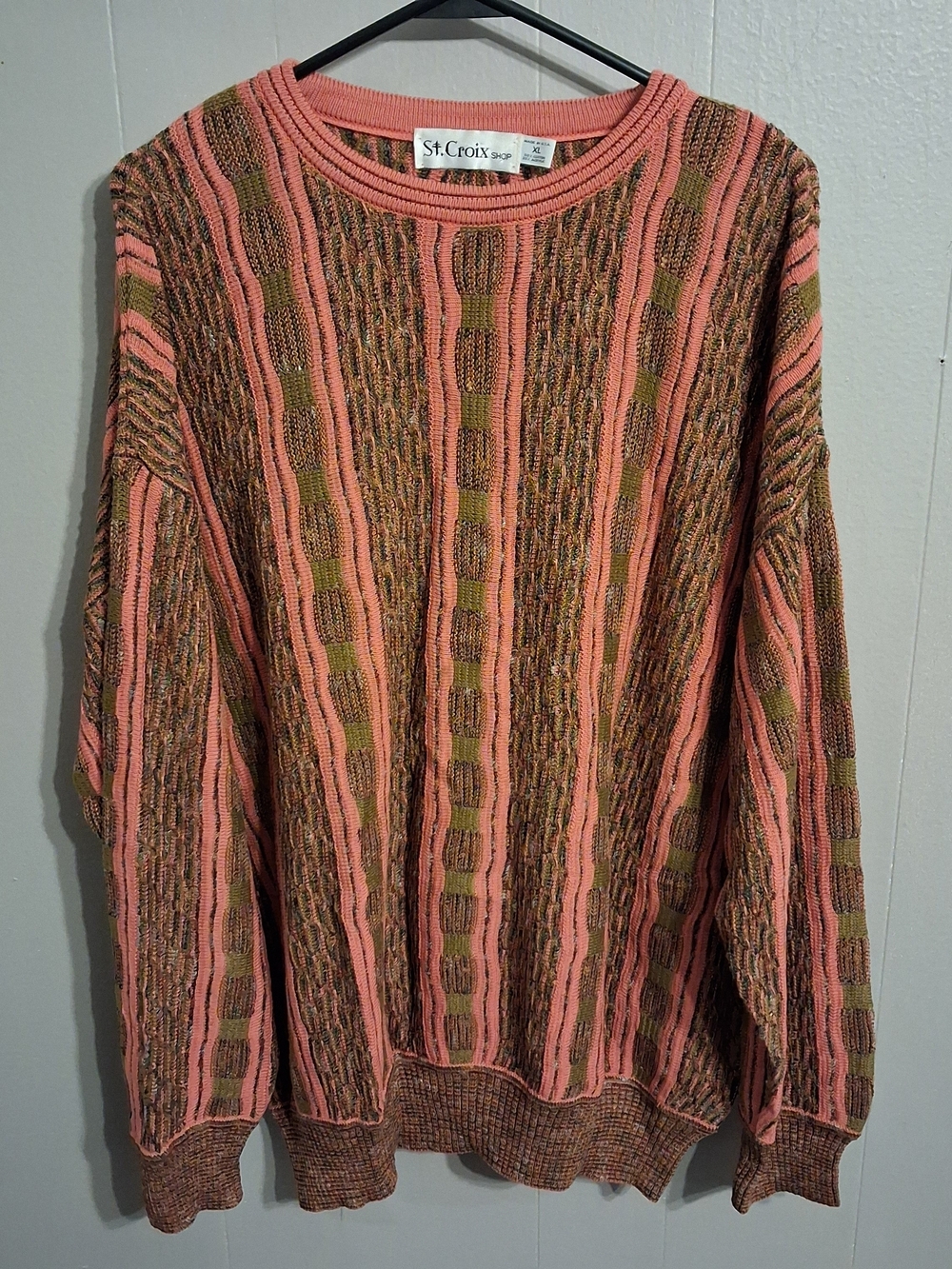 St. Croix Men's Multicolor Cardigan Sweater Coogie Style, Size XL.